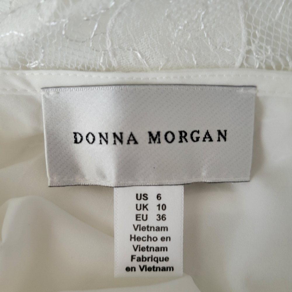🎉HP🎉 NWT DONNA MORGAN SemiSheer Polkadot Overlay Dress Women's Sz 6 Cream - Picture 5 of 6